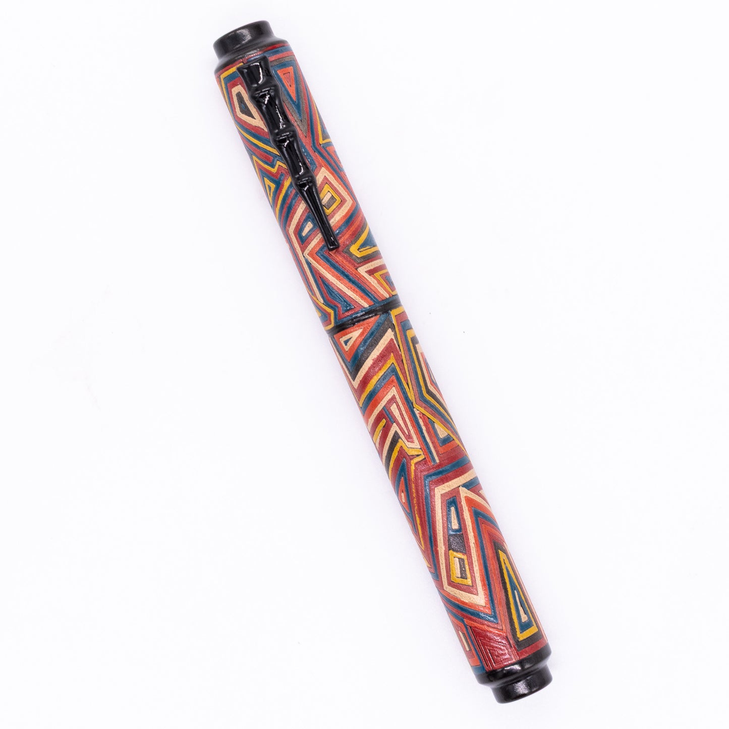 An overhead view of the AP Limited Editions Urushi Lacquer Art Fountain Pen - Pathways capped, angled towards the left.
