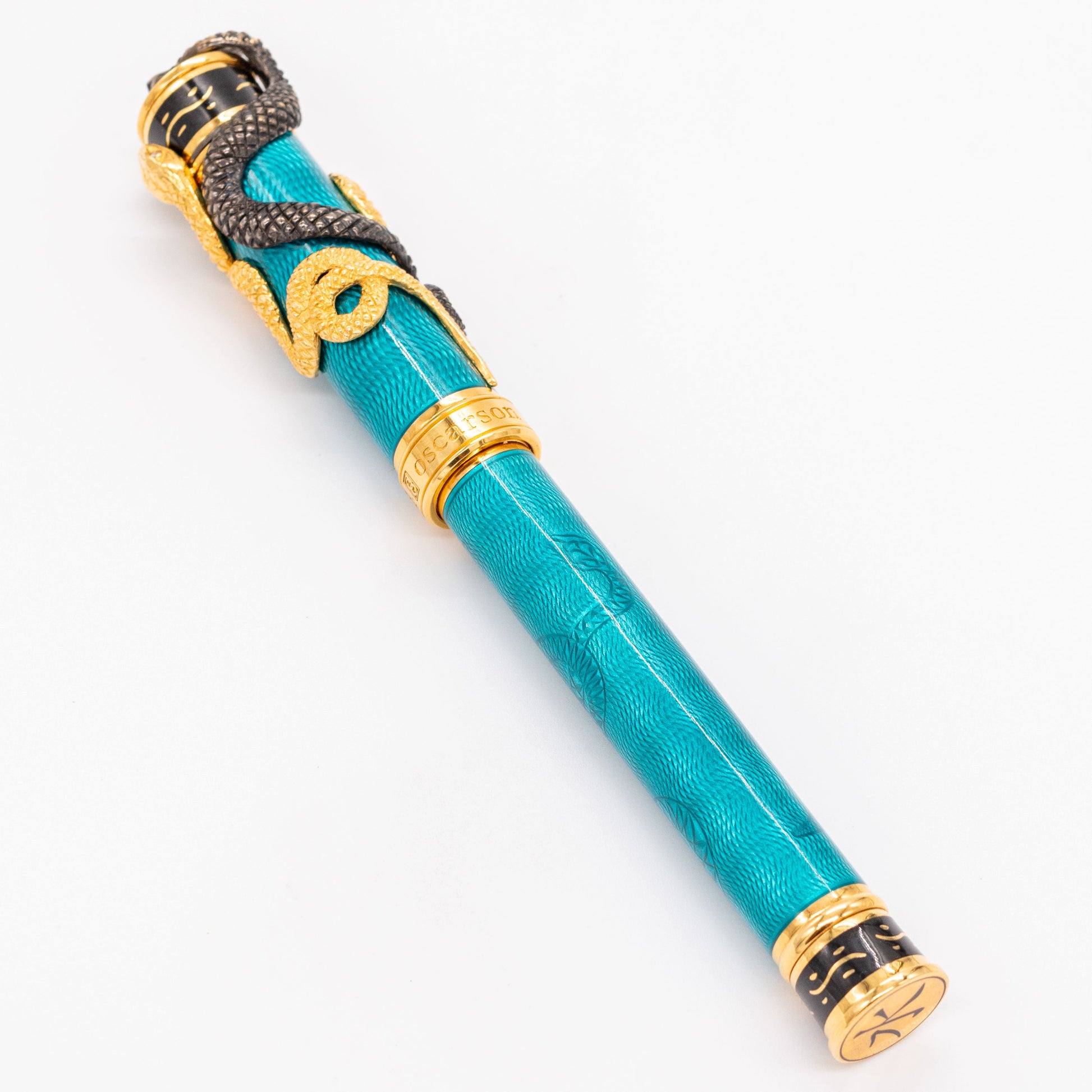 David Oscarson Black Water Snake Fountain Pen - Teal