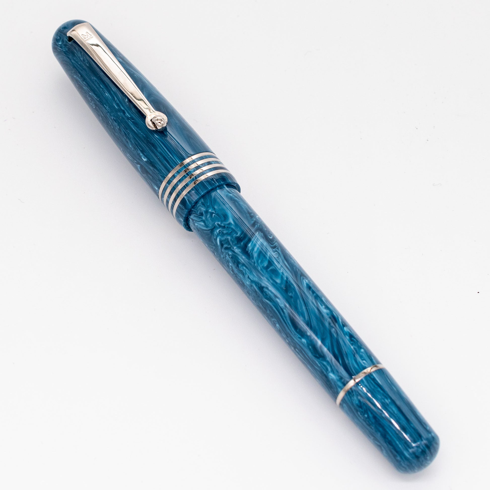 Molteni Modelo 54 Capri Blue & Rhodium Fountain Pen Capped