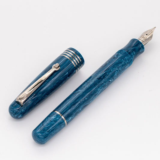 Molteni Modelo 54 Capri Blue & Rhodium Fountain Pen